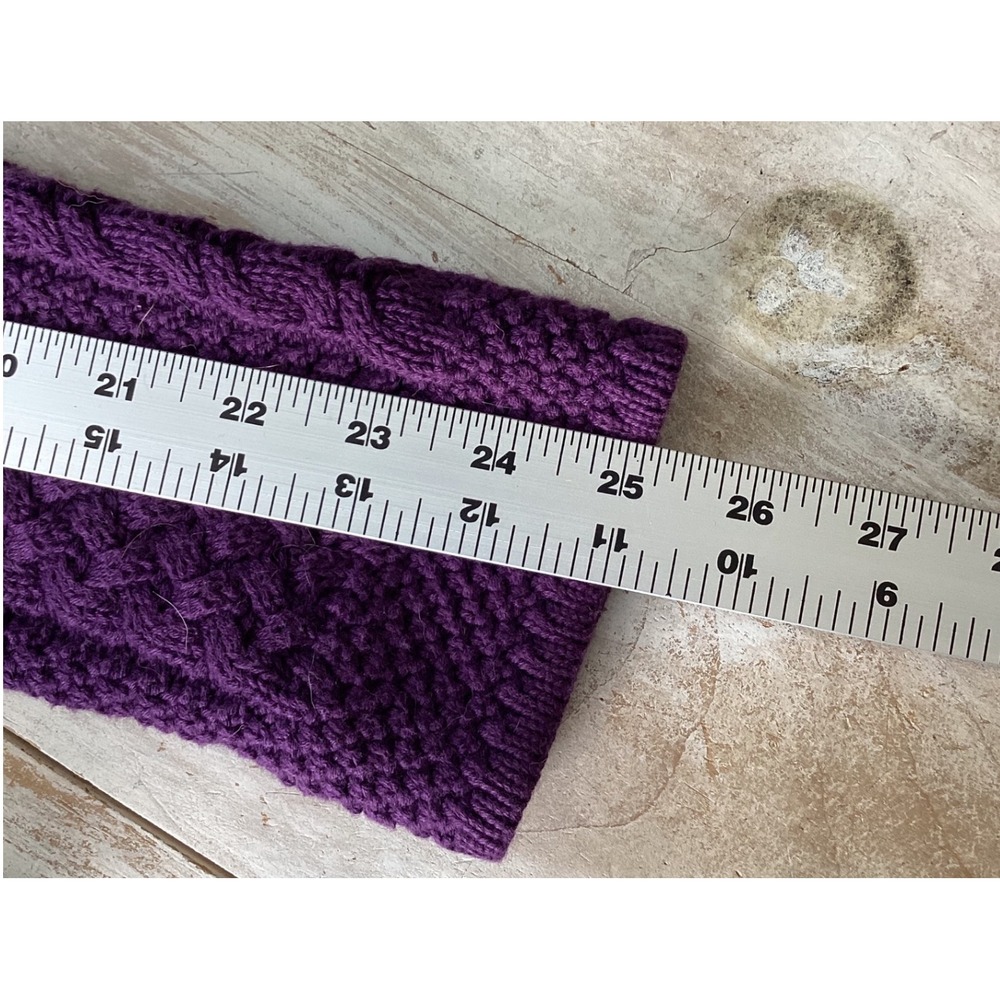LL Bean Purple Cable Knit Cardigan Sweater Womens Medium Button Front Casual - Picture 6 of 7